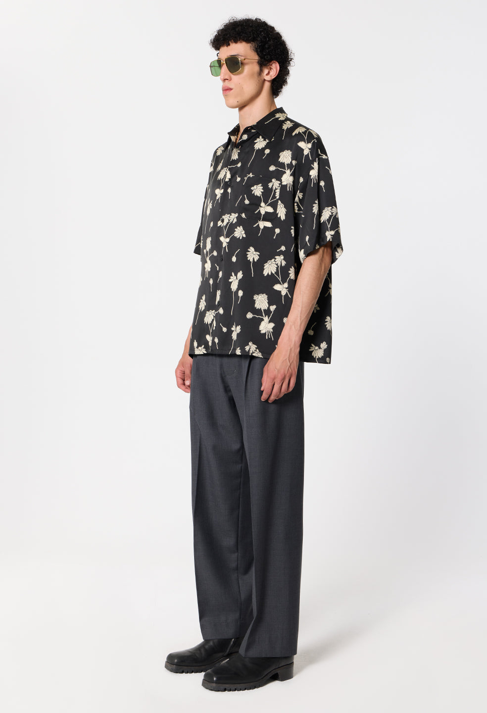 Wool Wide Easy Trouser / Charcoal