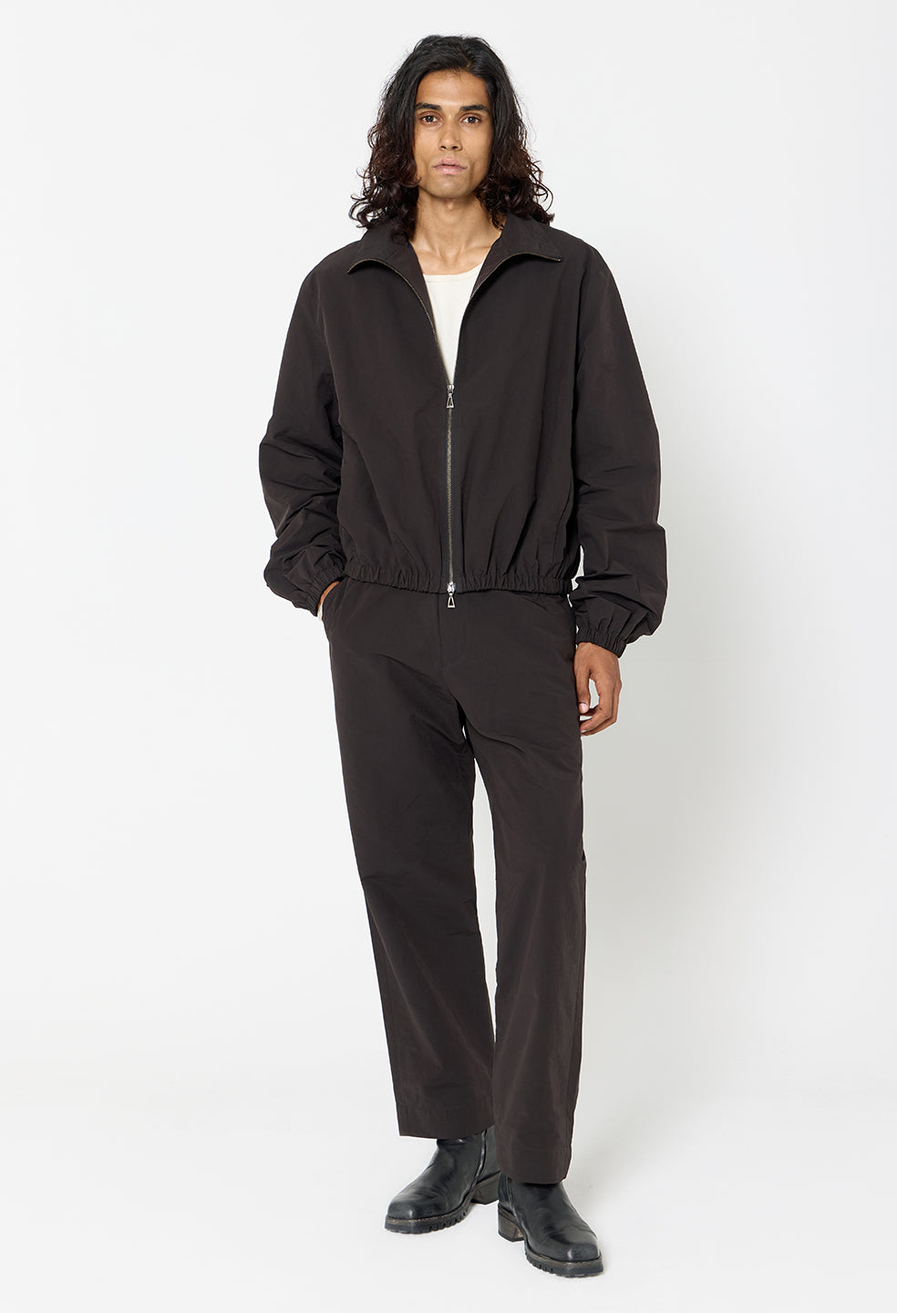 Vero Brushed Nylon Zip Jacket  / Black