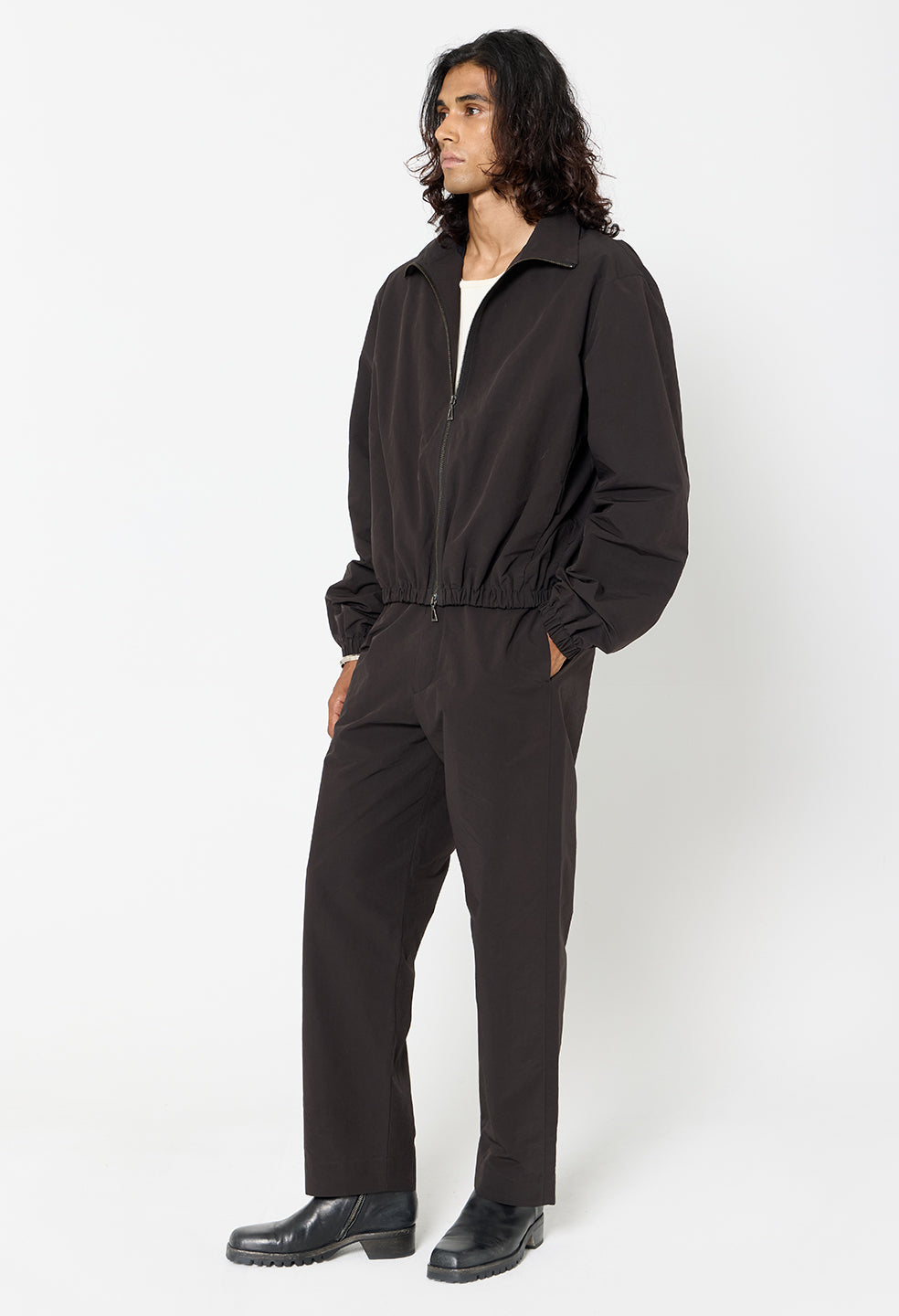 Vero Brushed Nylon Zip Jacket  / Black
