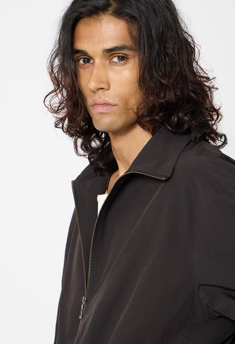 Vero Brushed Nylon Zip Jacket  / Black