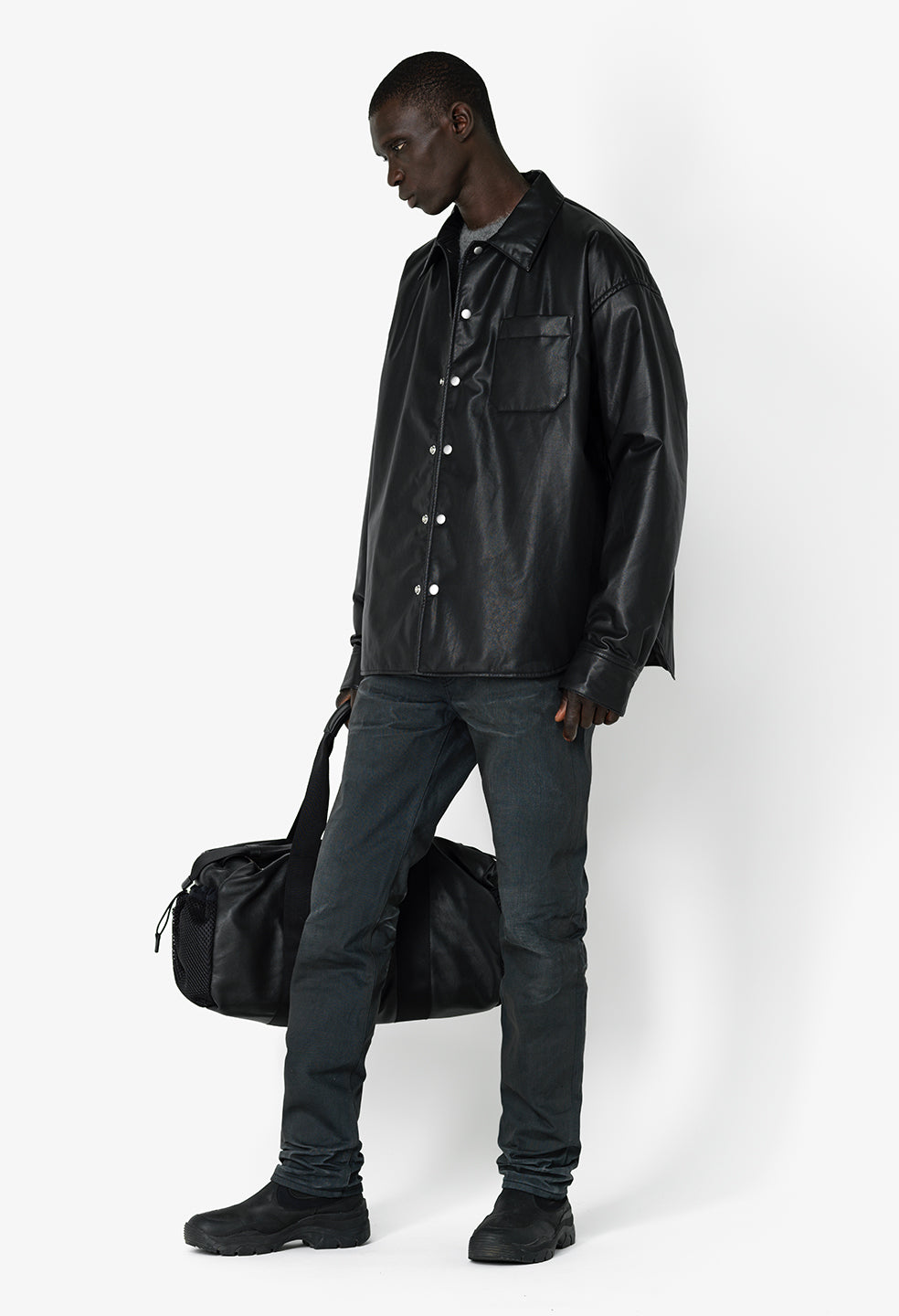 Leather Scout Overshirt / Black