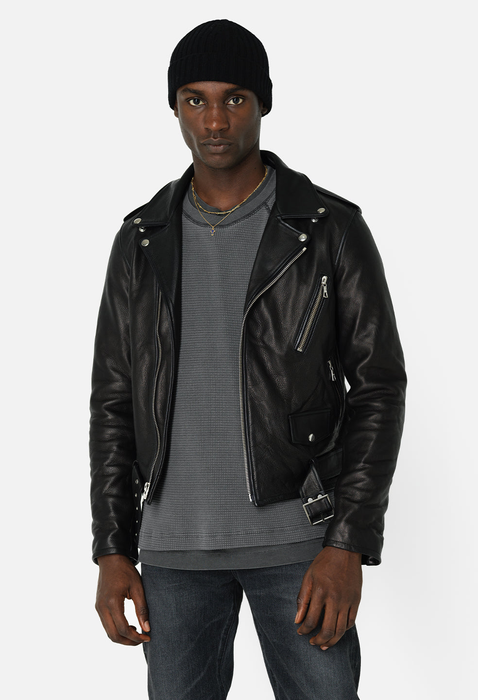 Leather Moto Jacket / Black