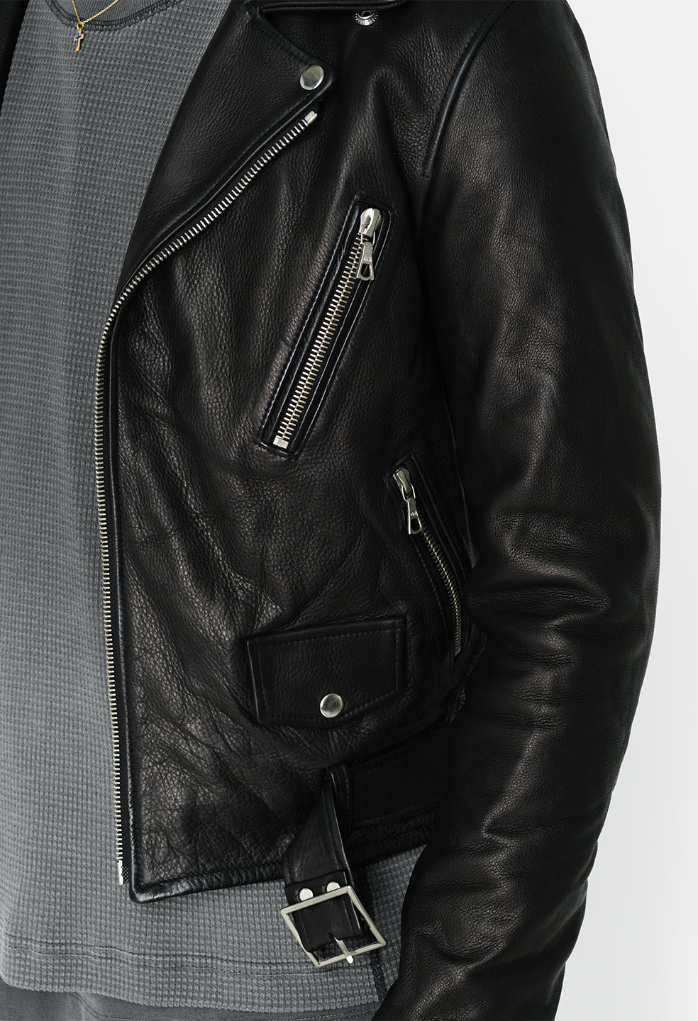 Leather Motorcycle Jacket (Black)