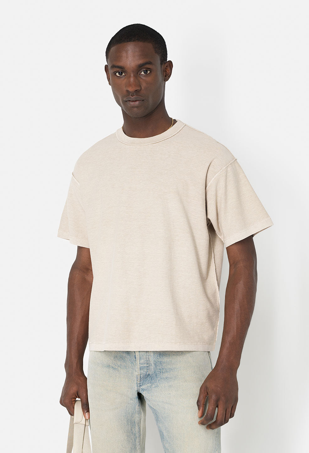 Reversed Cropped Tee / Washed Dust