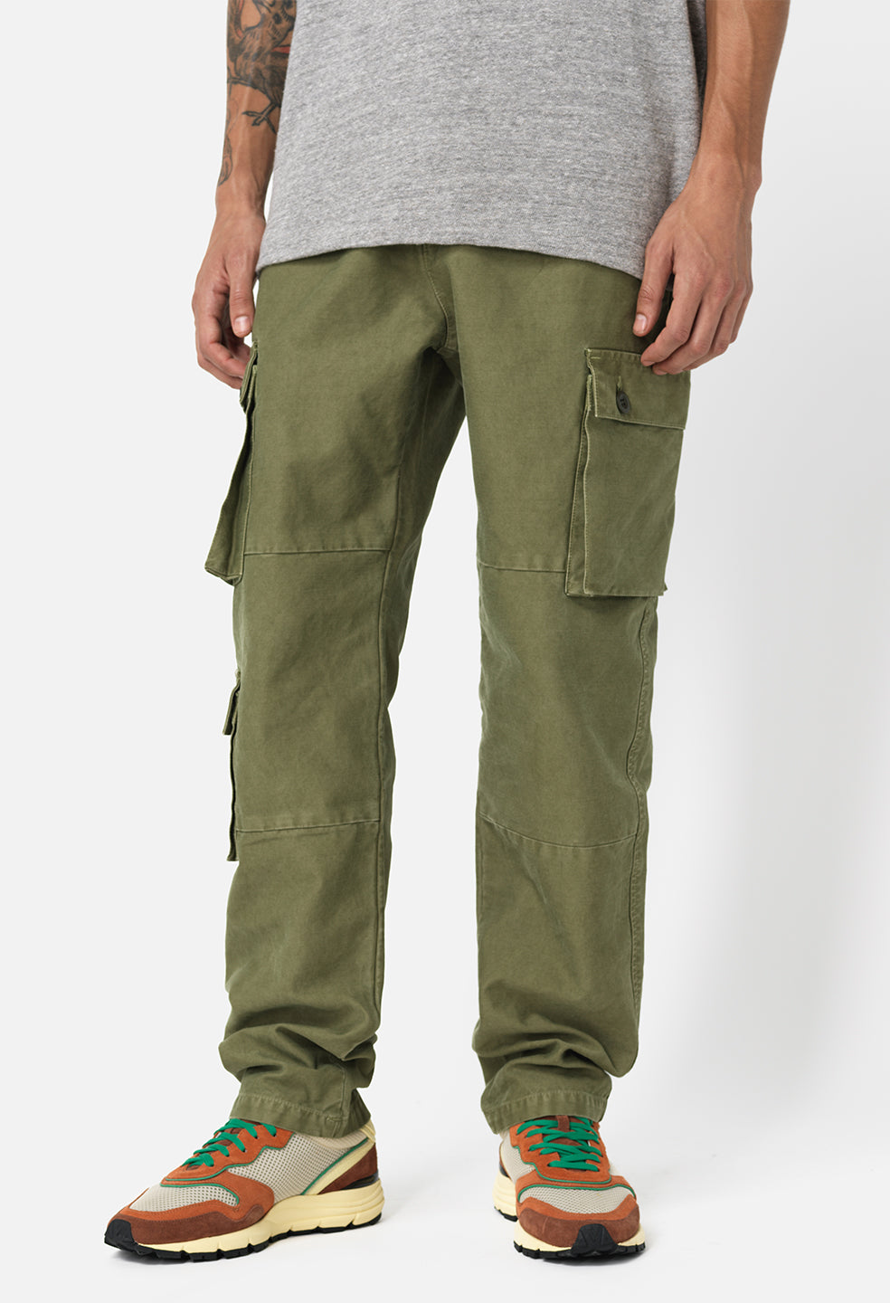 Cotton/Linen Mens Olive Green Cargo Pant, Size: 28-36 Inch
