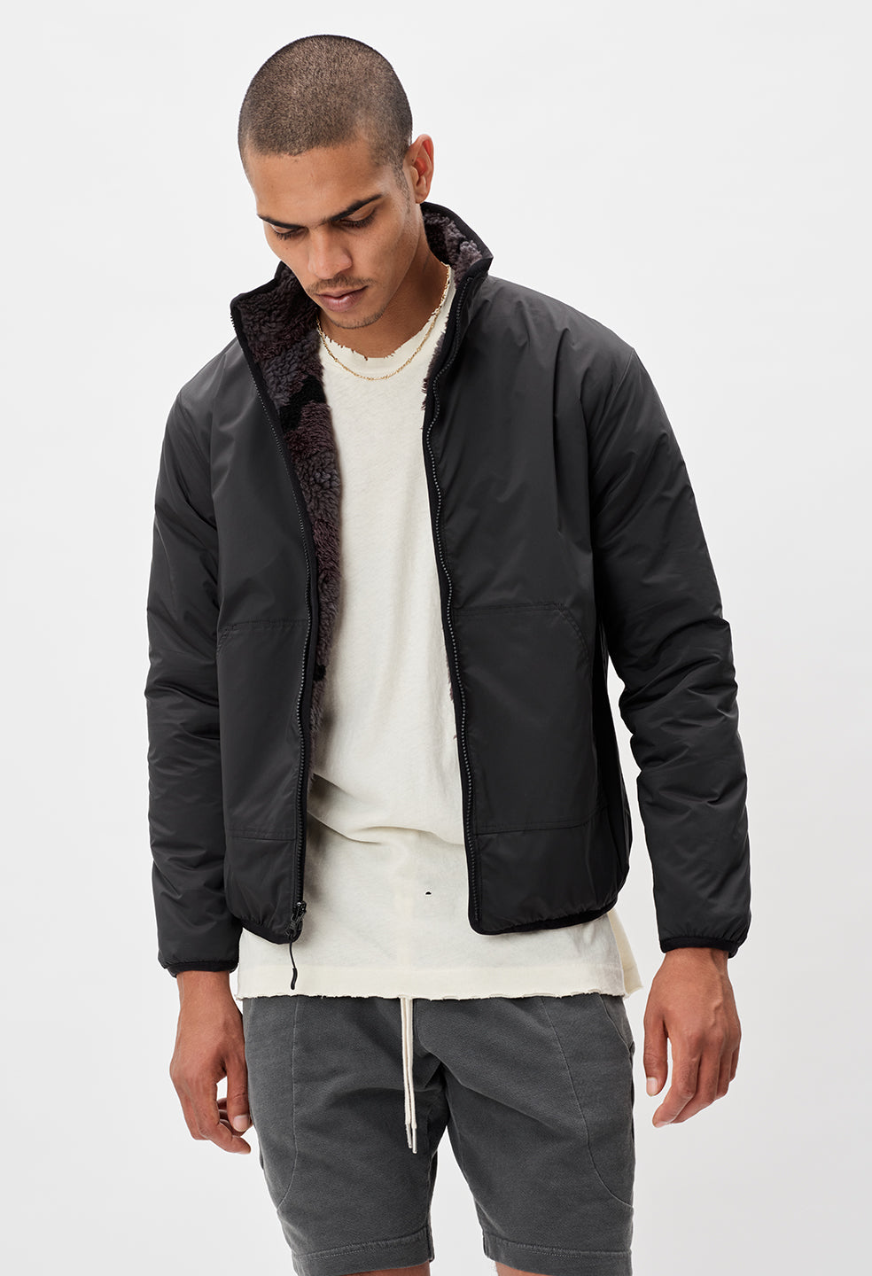 jacquard camo fleece jacket